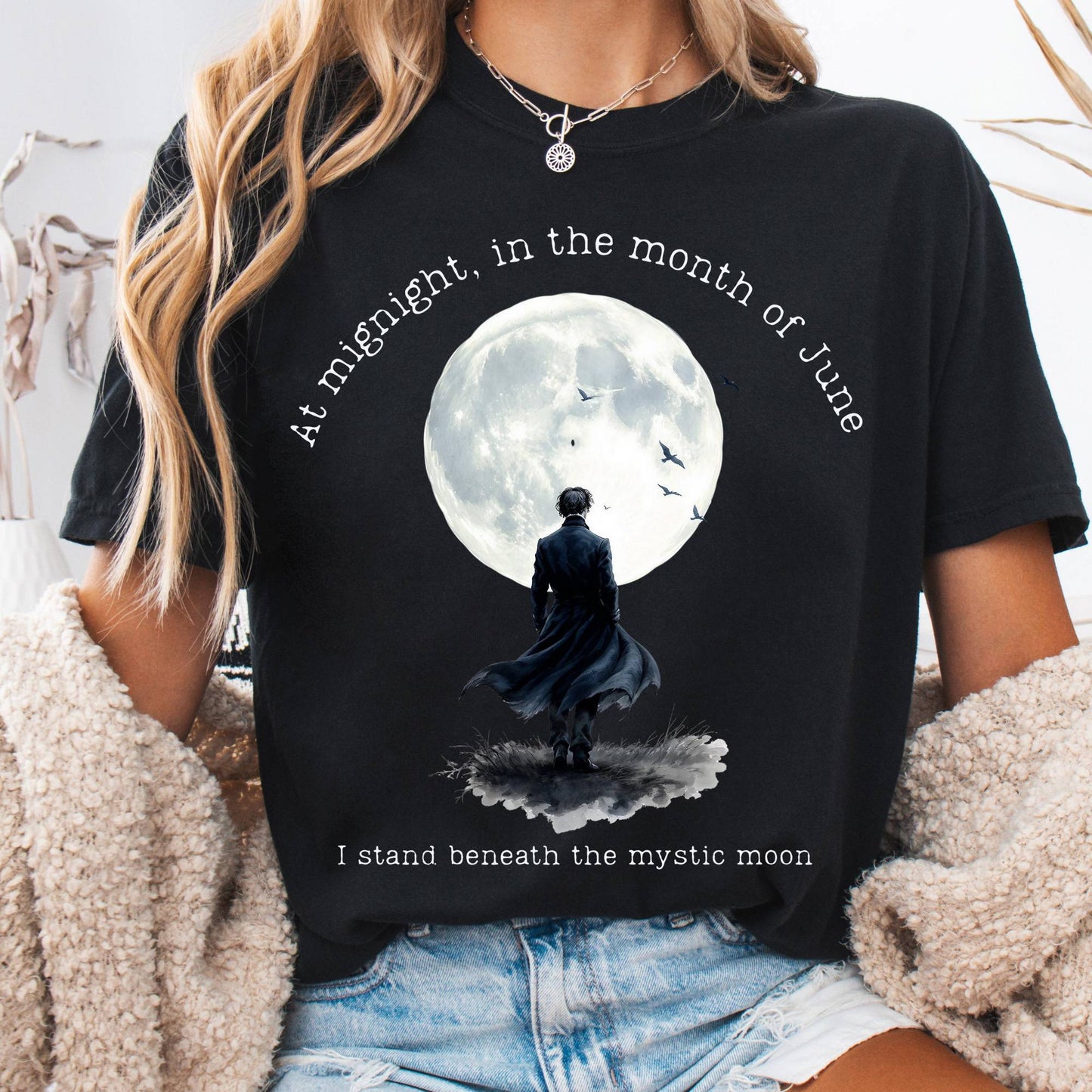 T-Shirt Black / S Beneath The Mystic Moon Edgar Allan Poe Tee The Mystic Eden