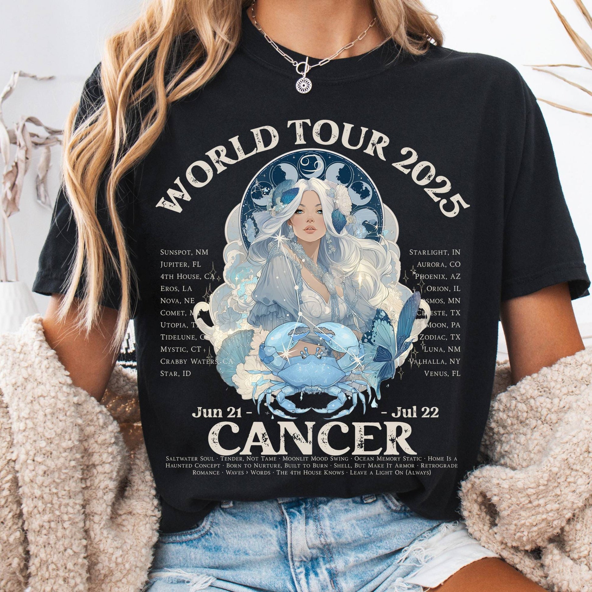 T-Shirt Black / S Cancer Concert T-Shirt - Zodiac World Tour 2025 Shirt The Mystic Eden