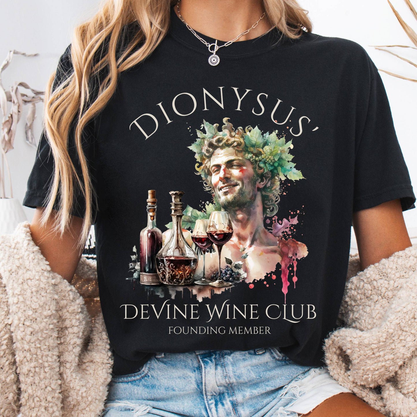 T-Shirt Black / S Dionysus Devine Wine Club Mythology Tee The Mystic Eden