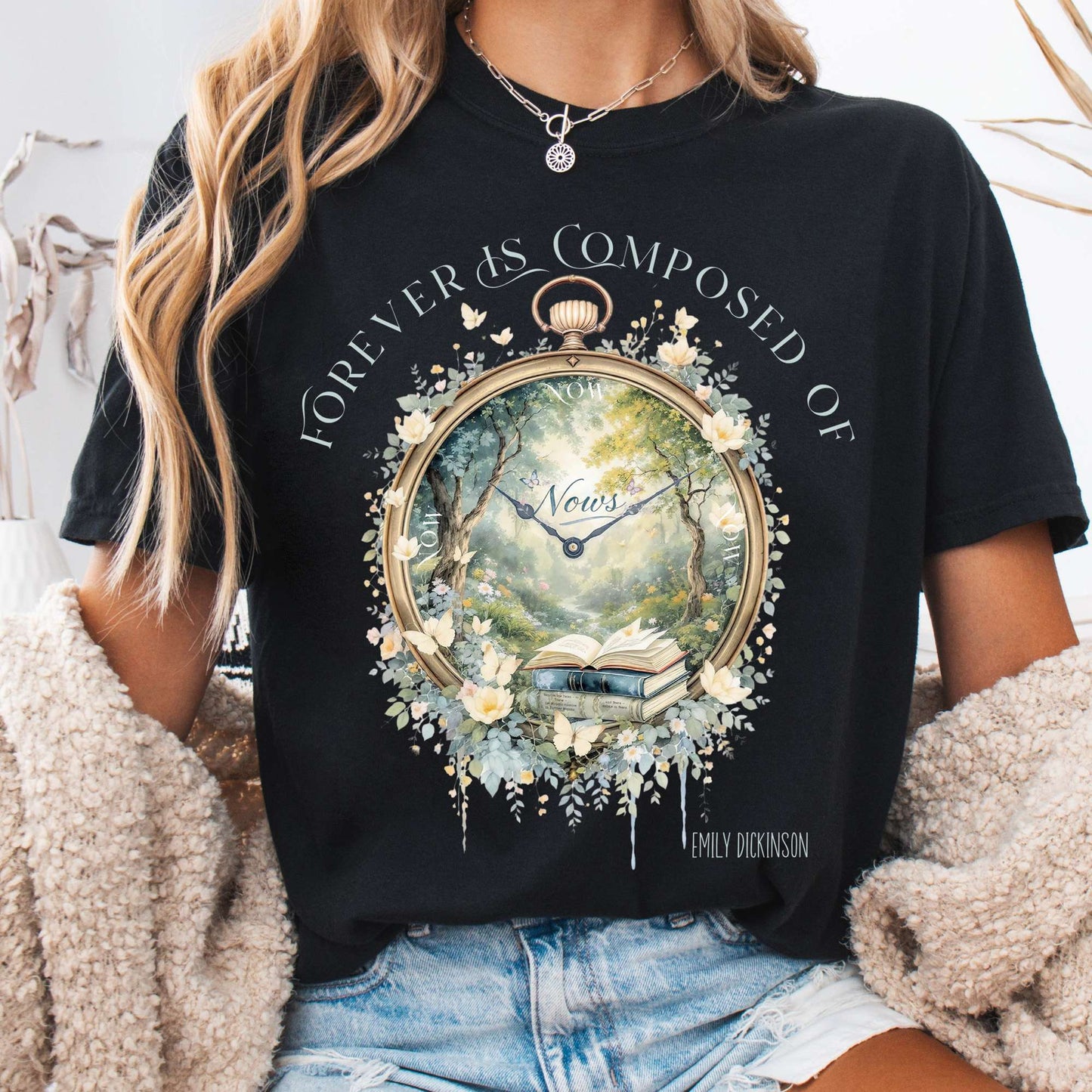T-Shirt Black / S Forever Is Composed Of Nows Emily Dickinson Tee The Mystic Eden