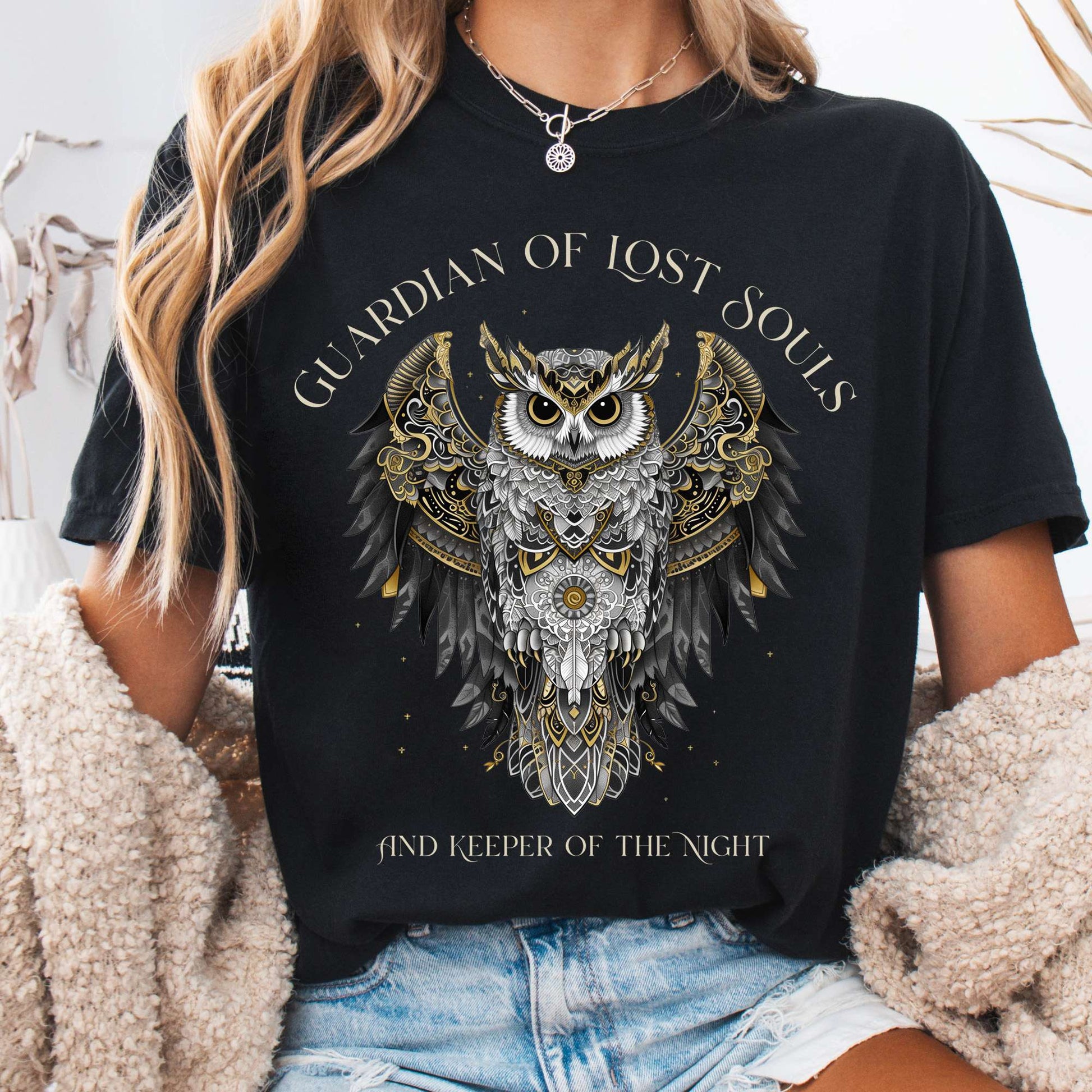 T-Shirt Black / S Guardian of Lost Souls Mythic Owl Tee The Mystic Eden