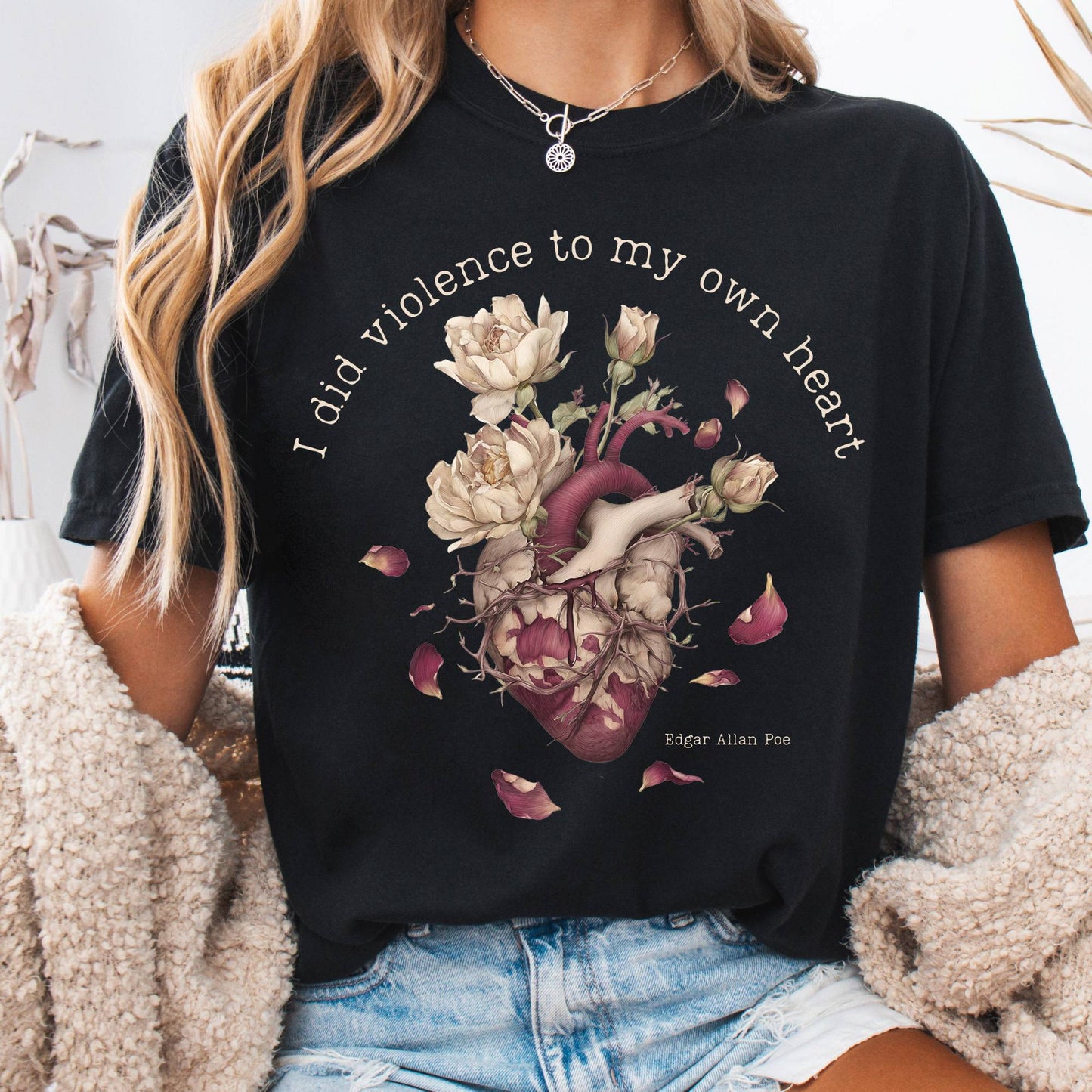 T-Shirt Black / S I Did Violence To My Own Heart Edgar Allan Poe Tee The Mystic Eden