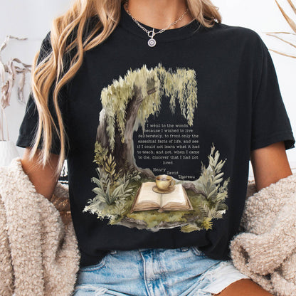 T-Shirt Black / S I Went to the Woods Henry David Thoreau Tee The Mystic Eden