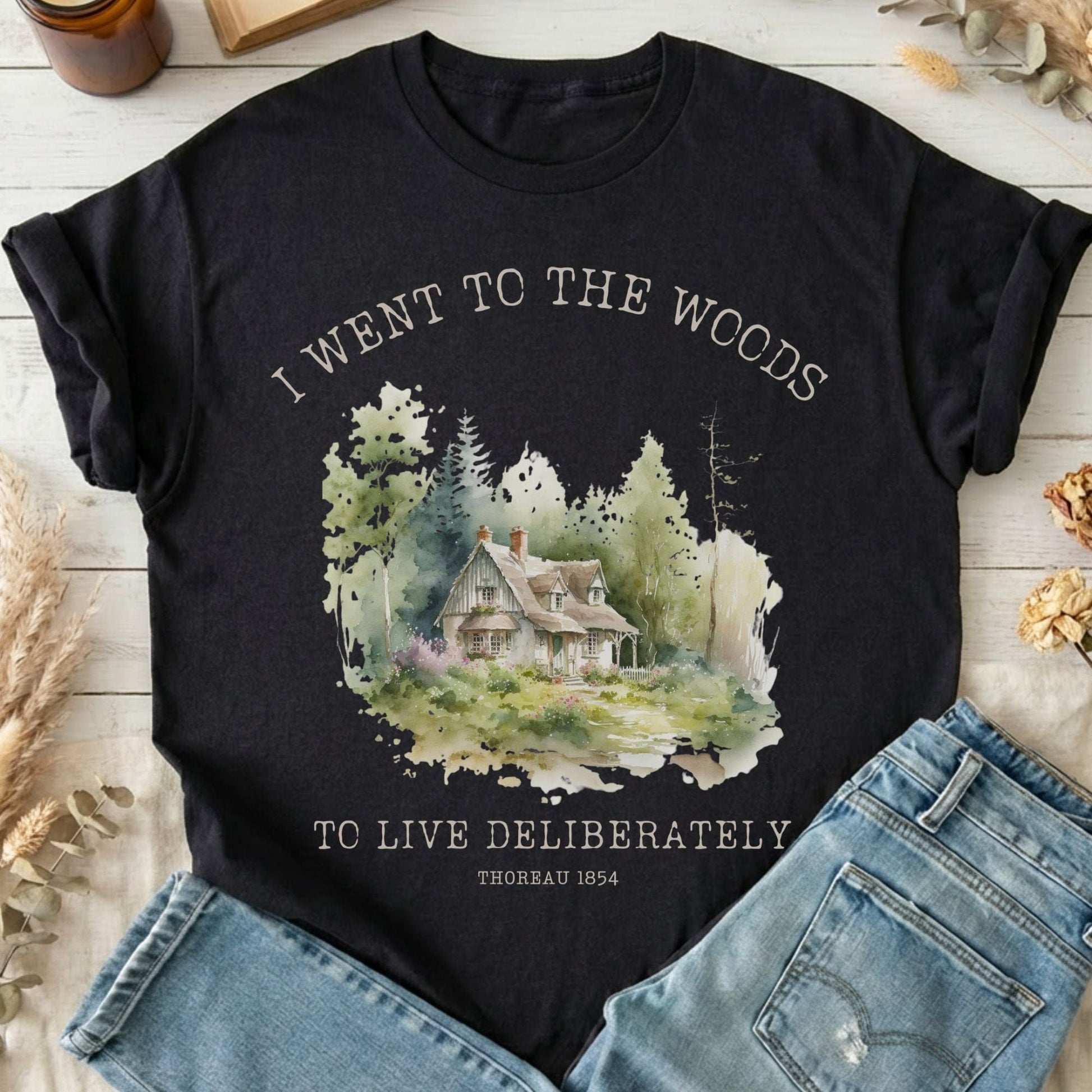 T-Shirt Black / S I Went To the Woods To Live Deliberately Thoreau T-Shirt The Mystic Eden