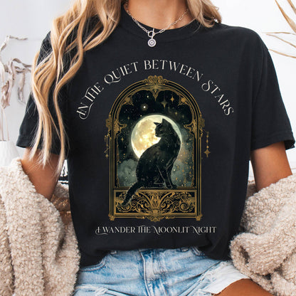 T-Shirt Black / S In the Quiet Between Stars Moonlit Cat Tee The Mystic Eden