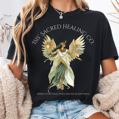 T-Shirt Black / S Isis' Sacred Healing Co Egyptian Mythology Tee The Mystic Eden