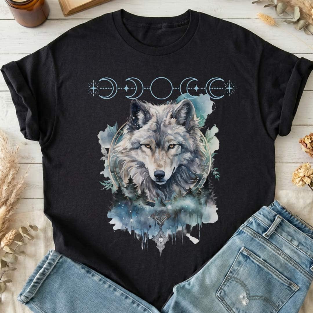 T-Shirt Black / S Moonlit Wolf T-Shirt The Mystic Eden