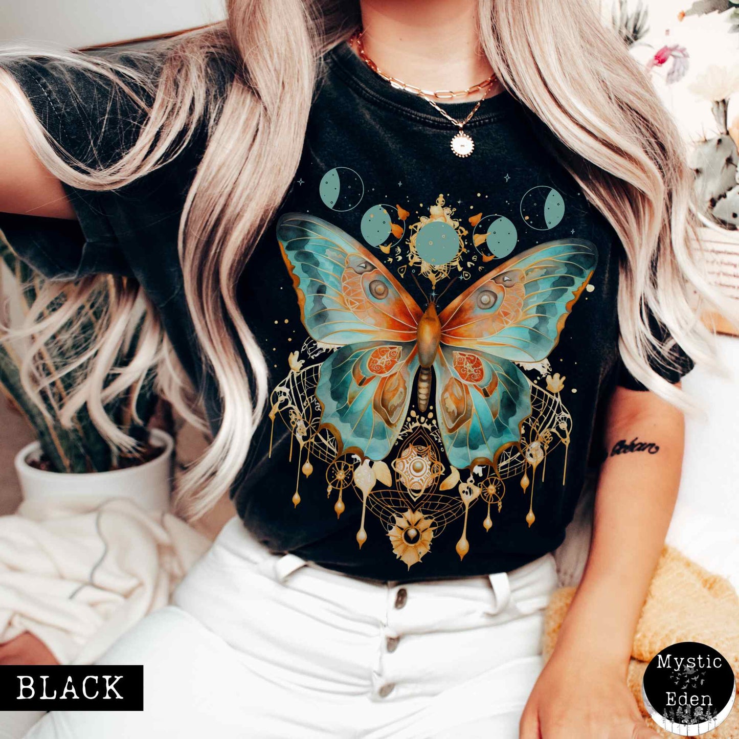 T-Shirt Black / S Mystical and Whimsical Butterfly Shirt The Mystic Eden
