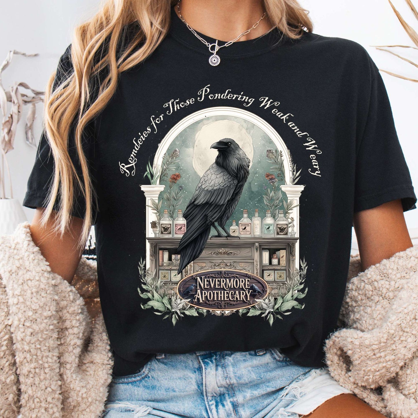 T-Shirt Black / S Nevermore Apothecary Edgar Allan Poe Tee The Mystic Eden