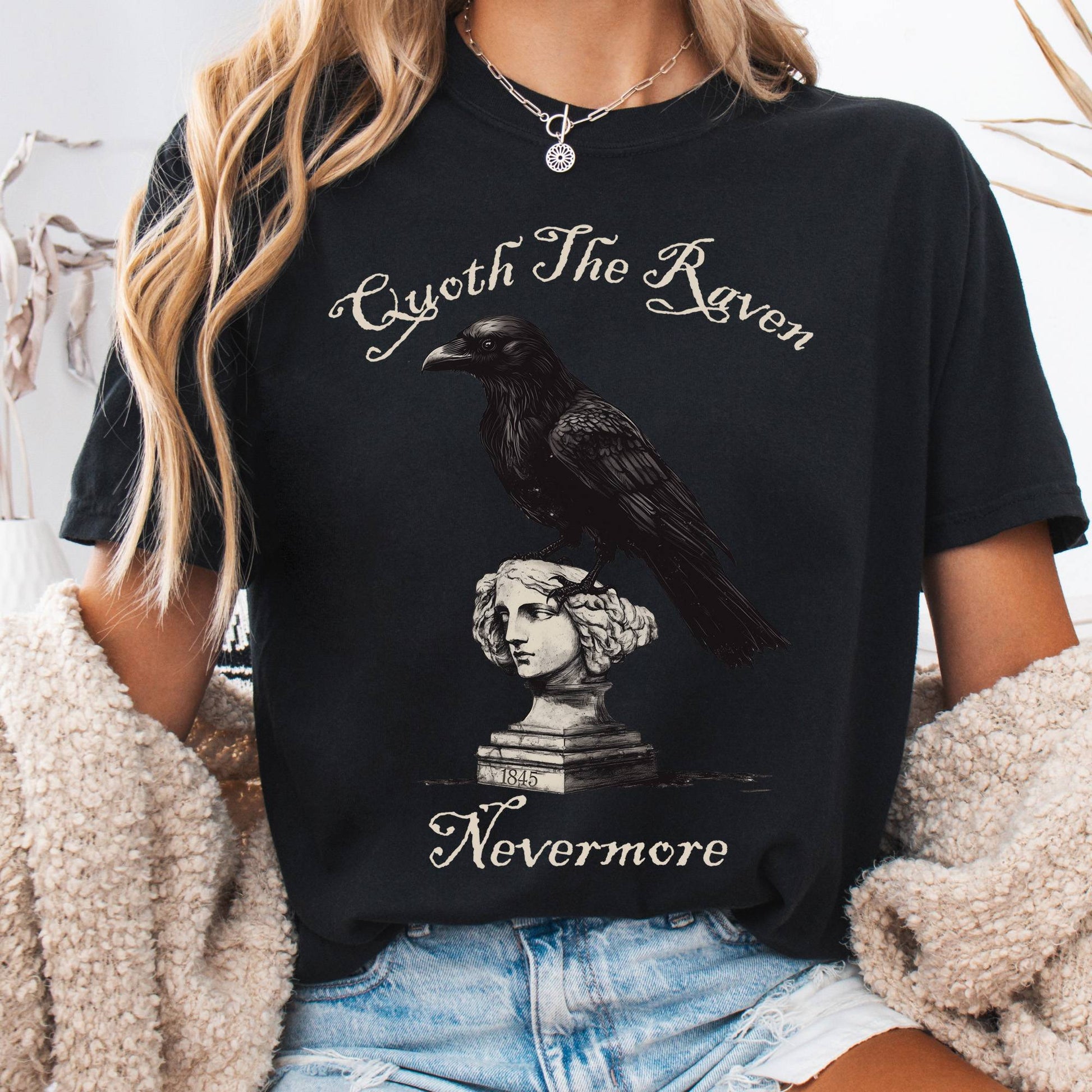T-Shirt Black / S Quoth the Raven Nevermore Edgar Allan Poe Tee The Mystic Eden