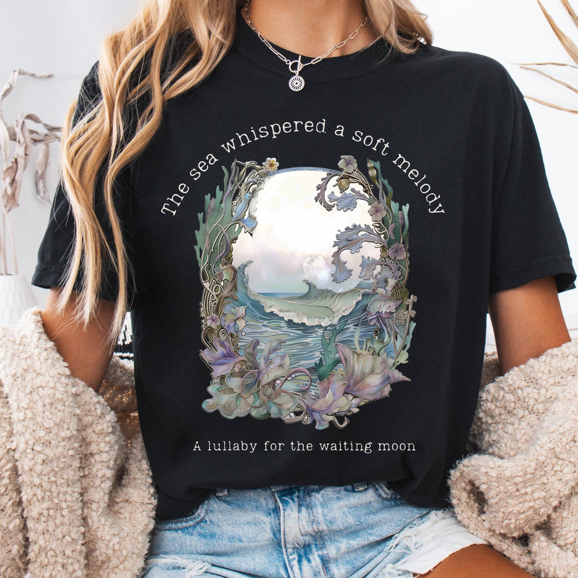 T-Shirt Black / S Sea Lullaby for the Waiting Moon Poetry Tee The Mystic Eden