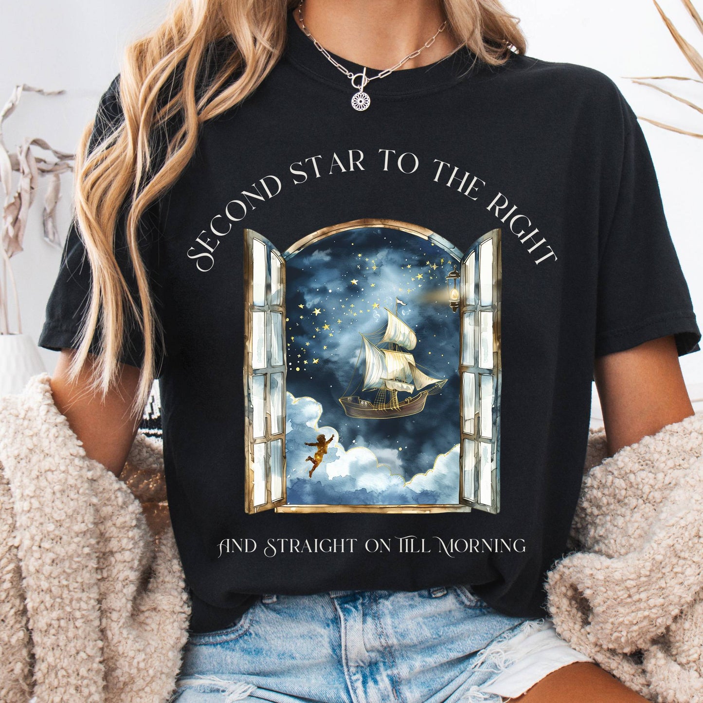 T-Shirt Black / S Second Star to the Right Peter Pan Tee The Mystic Eden