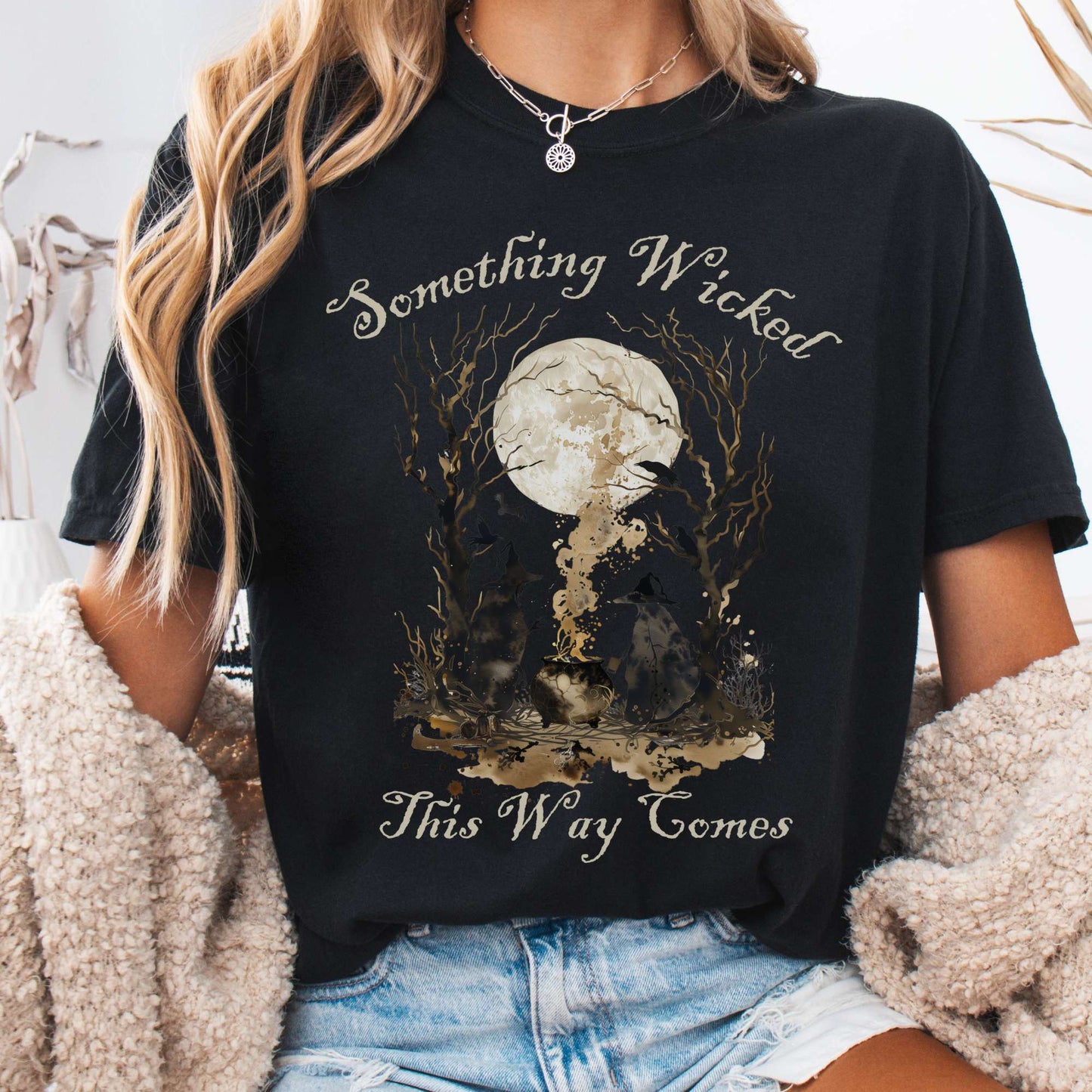 T-Shirt Black / S Something Wicked This Way Comes, Shakespeare Macbeth Witches Shirt The Mystic Eden