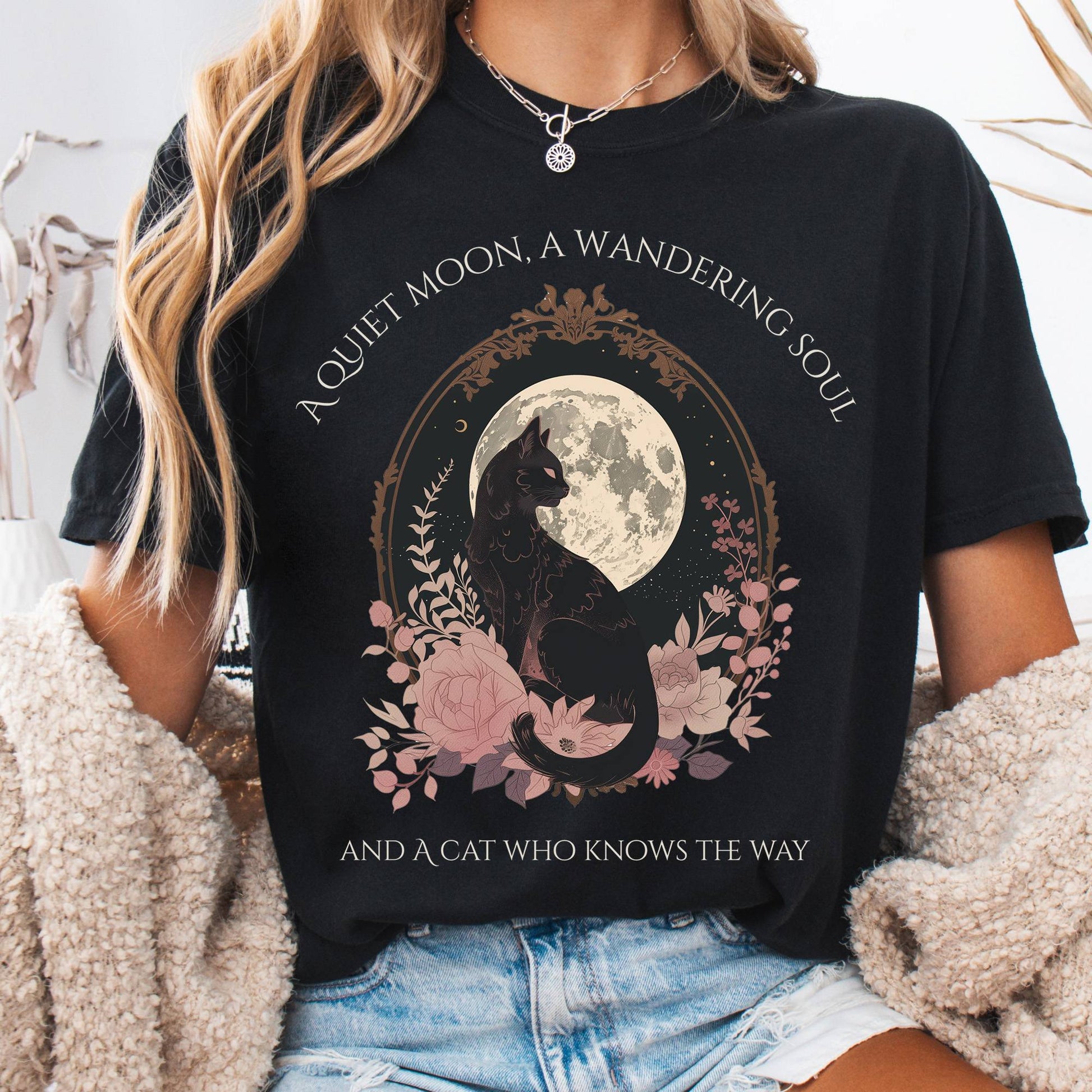 T-Shirt Black / S The Cat Who Knows The Way Poetry Tee The Mystic Eden