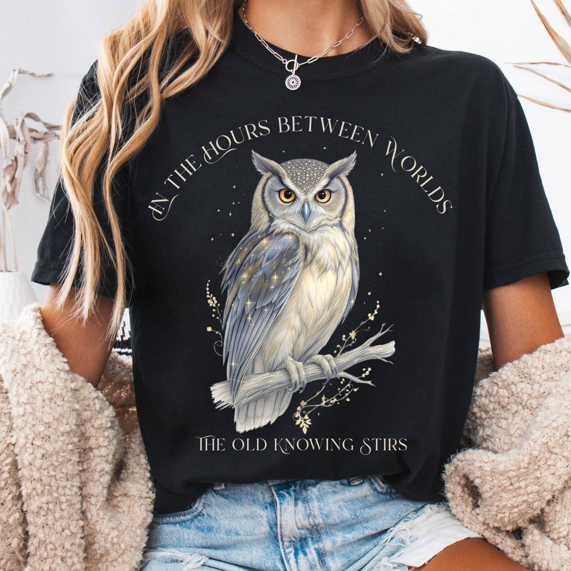 T-Shirt Black / S The Old Knowing Stirs Mystical Owl Tee The Mystic Eden