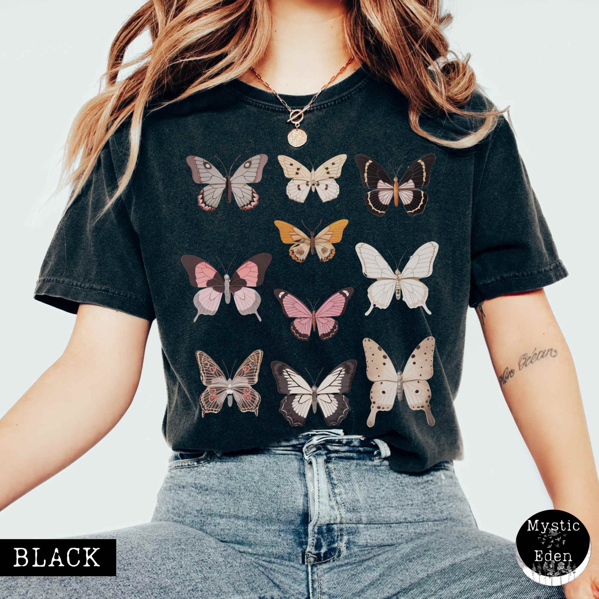 T-Shirt Black / S Vintage butterflies cottagecore shirt The Mystic Eden