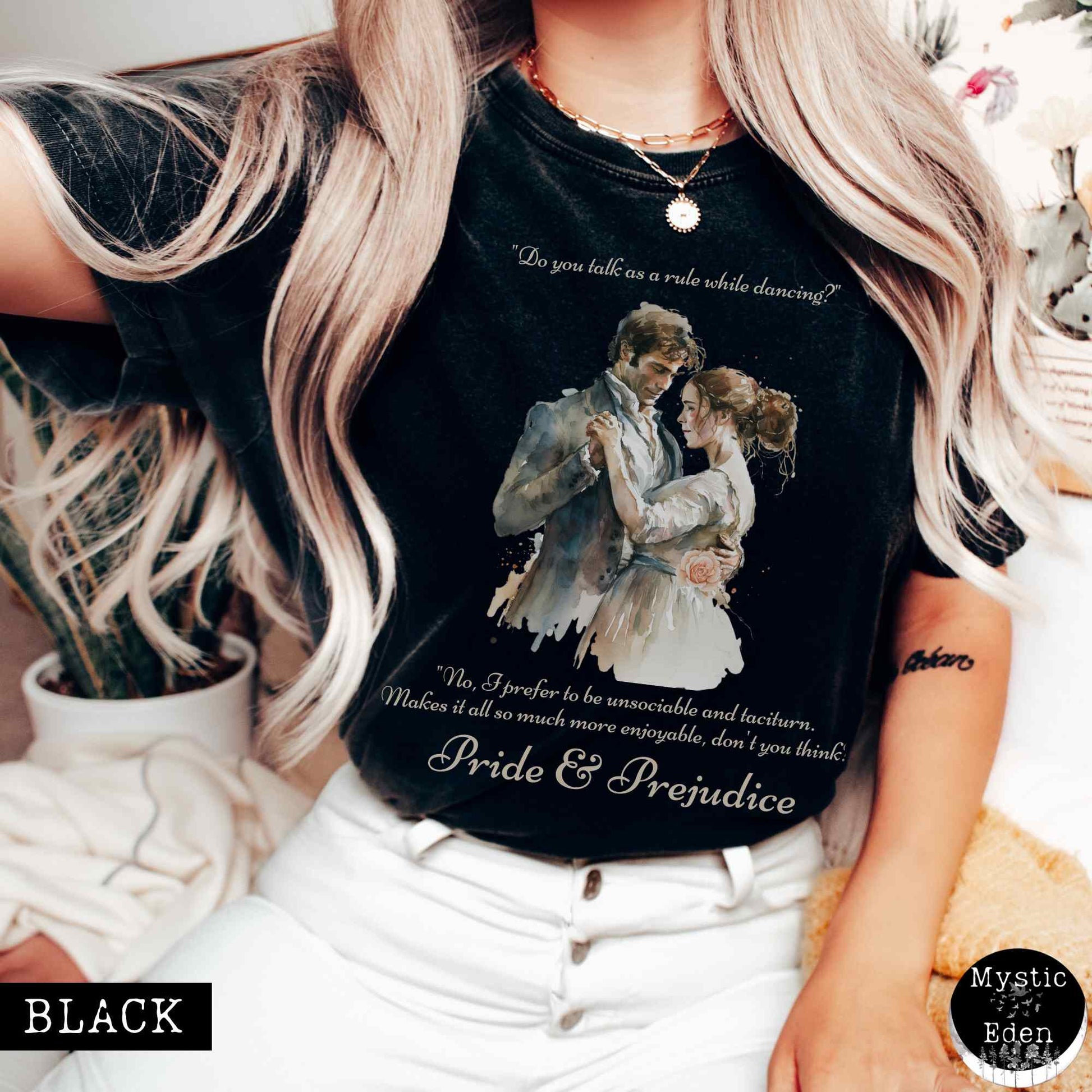 T-Shirt Black / S Vintage Pride & Prejudice T-shirt The Mystic Eden