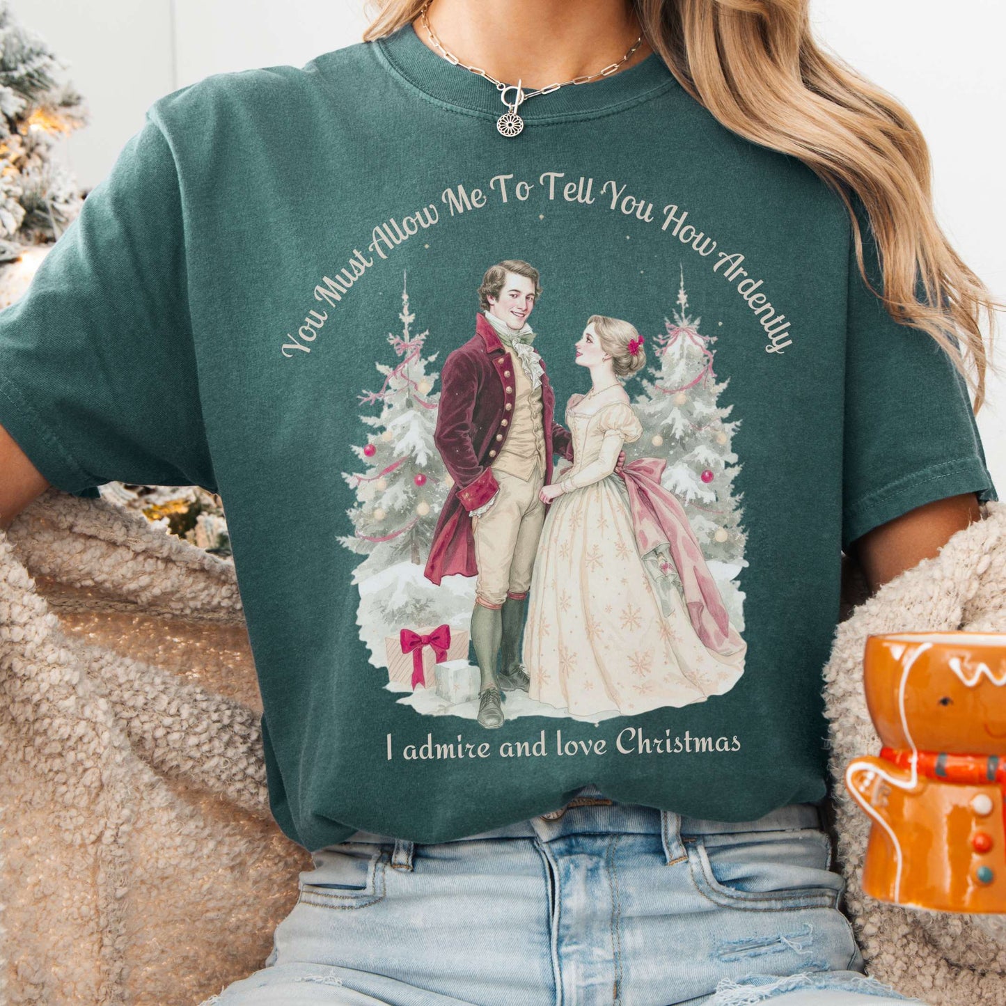 T-Shirt Blue Spruce / S Pride & Prejudice Christmas Tee The Mystic Eden