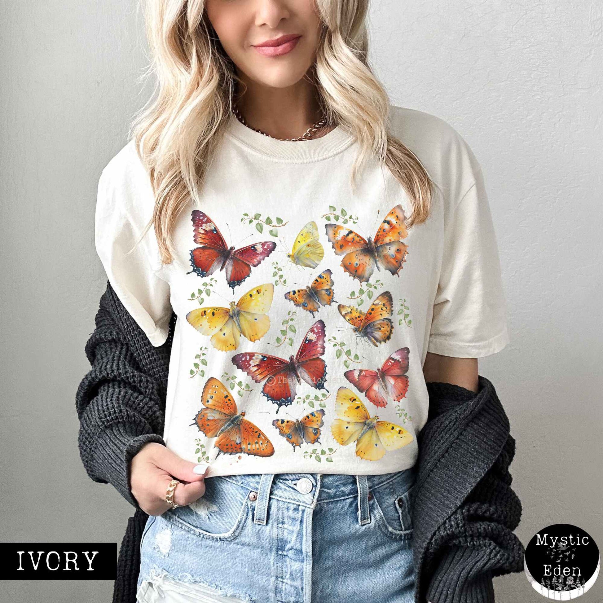 T-Shirt Bright Butterflies Cottagecore T-shirt The Mystic Eden