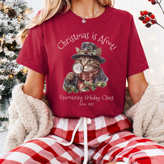 T-Shirt Cardinal / XS Christmas is Afoot! Sherlock Holmes Christmas Tee The Mystic Eden