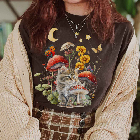 T-Shirt Cat Cottagecore T-Shirt The Mystic Eden