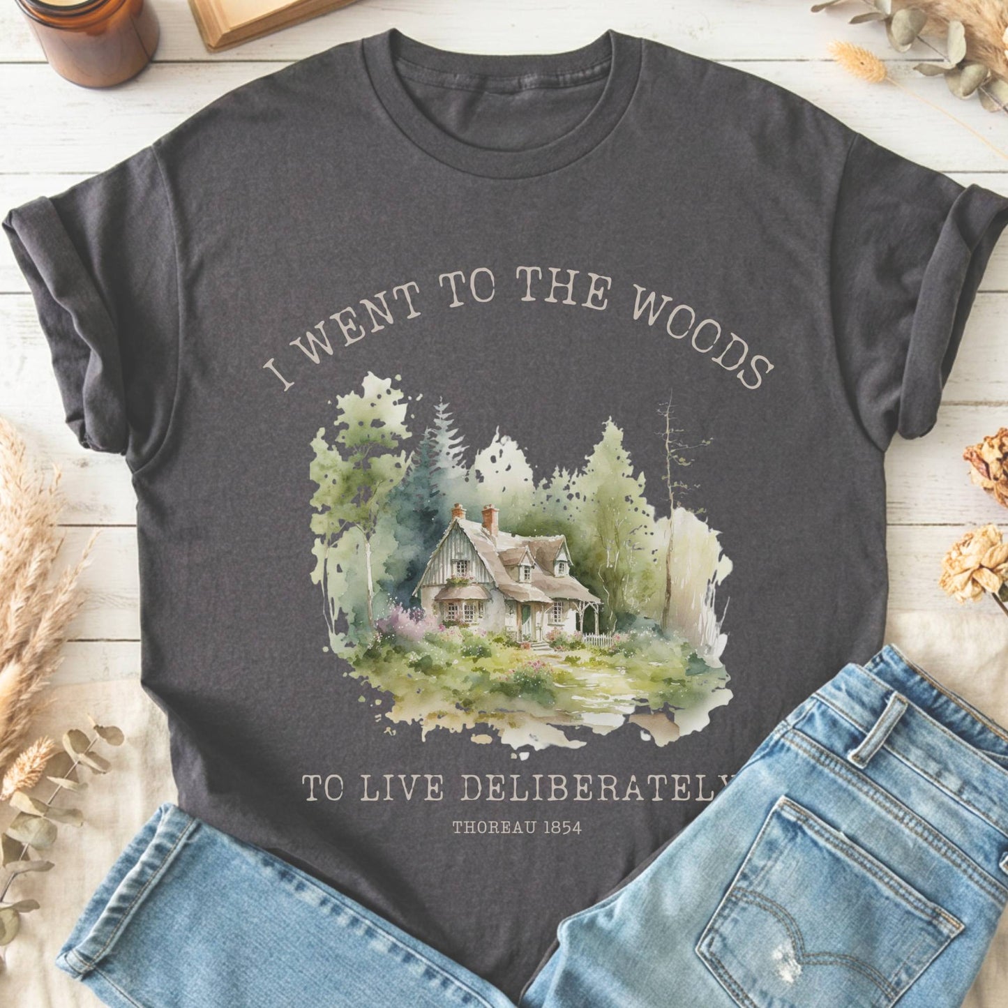 T-Shirt Charcoal / S I Went To the Woods To Live Deliberately Thoreau T-Shirt The Mystic Eden