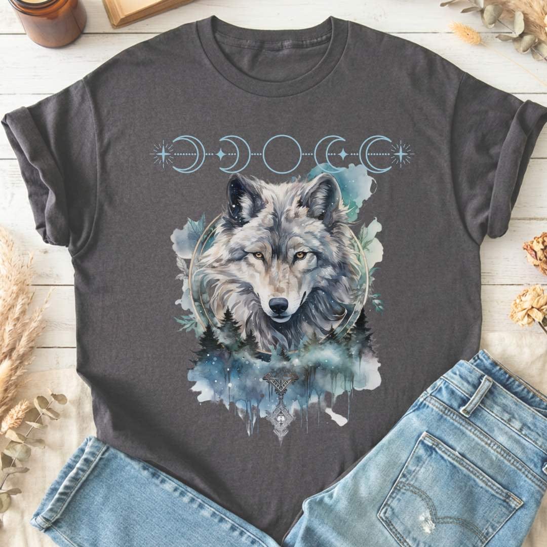 T-Shirt Charcoal / S Moonlit Wolf T-Shirt The Mystic Eden
