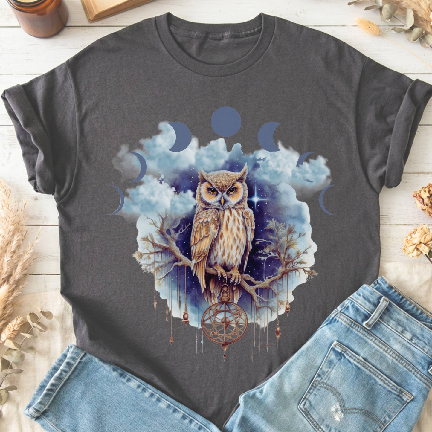 T-Shirt Charcoal / S Mystical Owl T-Shirt The Mystic Eden