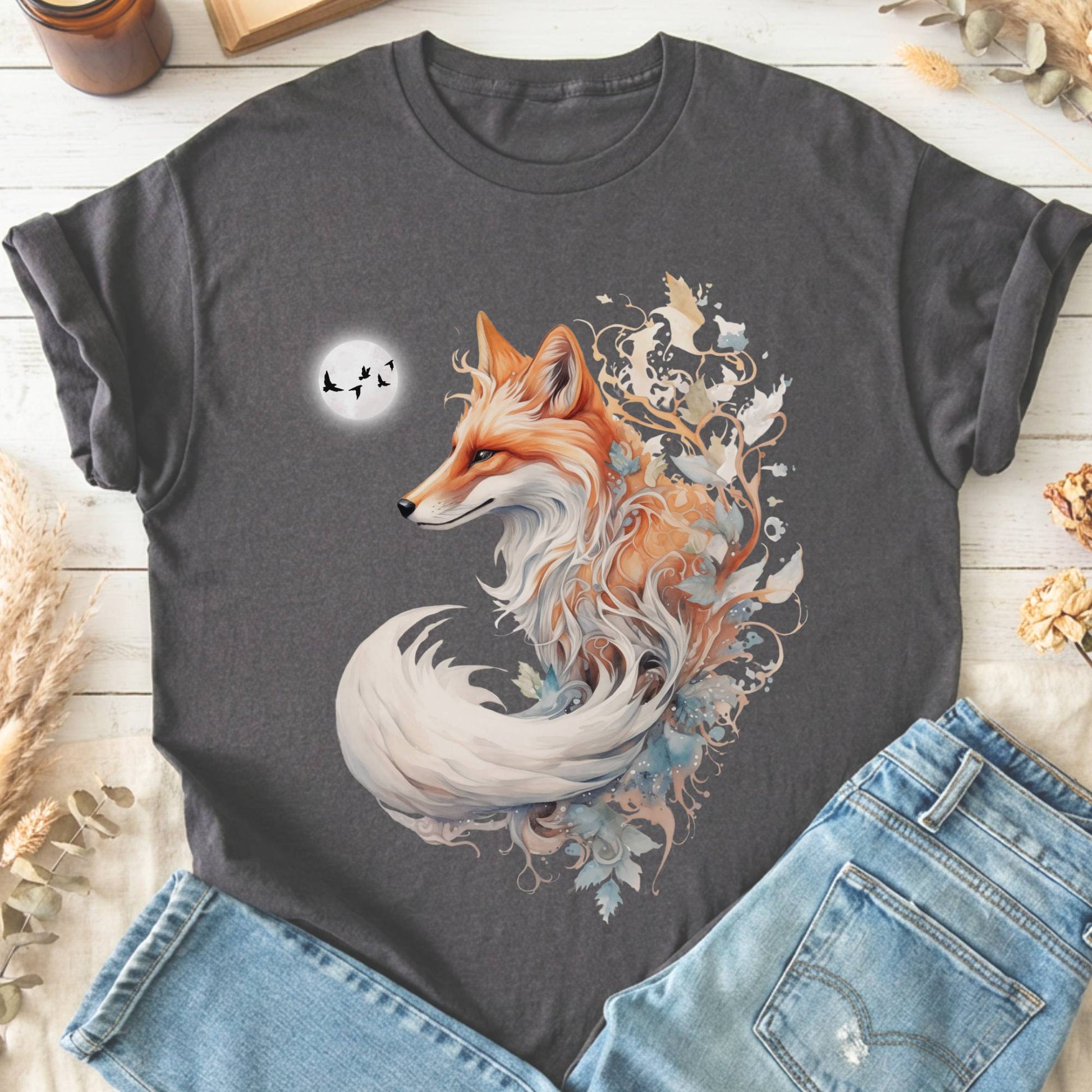 T-Shirt Charcoal / S Whimsical Fox T-Shirt The Mystic Eden