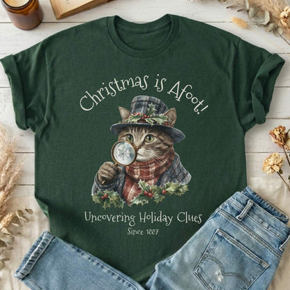 T-Shirt Christmas is Afoot! Sherlock Holmes Christmas T-Shirt The Mystic Eden