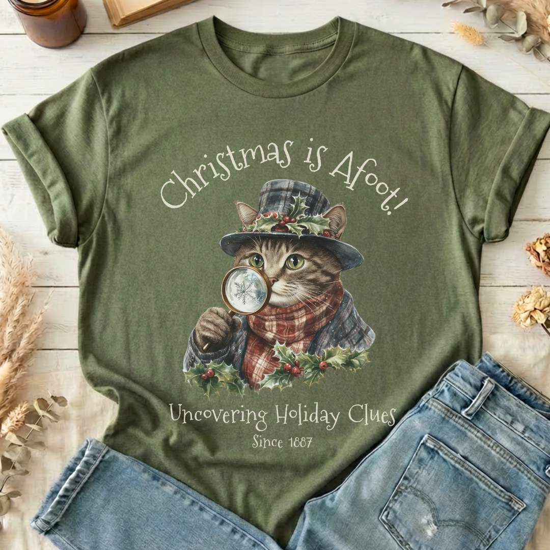 T-Shirt Christmas is Afoot! Sherlock Holmes Christmas T-Shirt The Mystic Eden