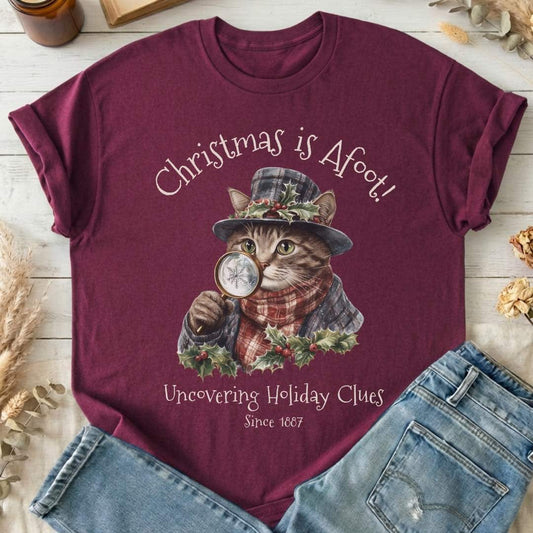 T-Shirt Christmas is Afoot! Sherlock Holmes Christmas T-Shirt The Mystic Eden