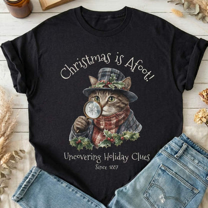 T-Shirt Christmas is Afoot! Sherlock Holmes Christmas T-Shirt The Mystic Eden