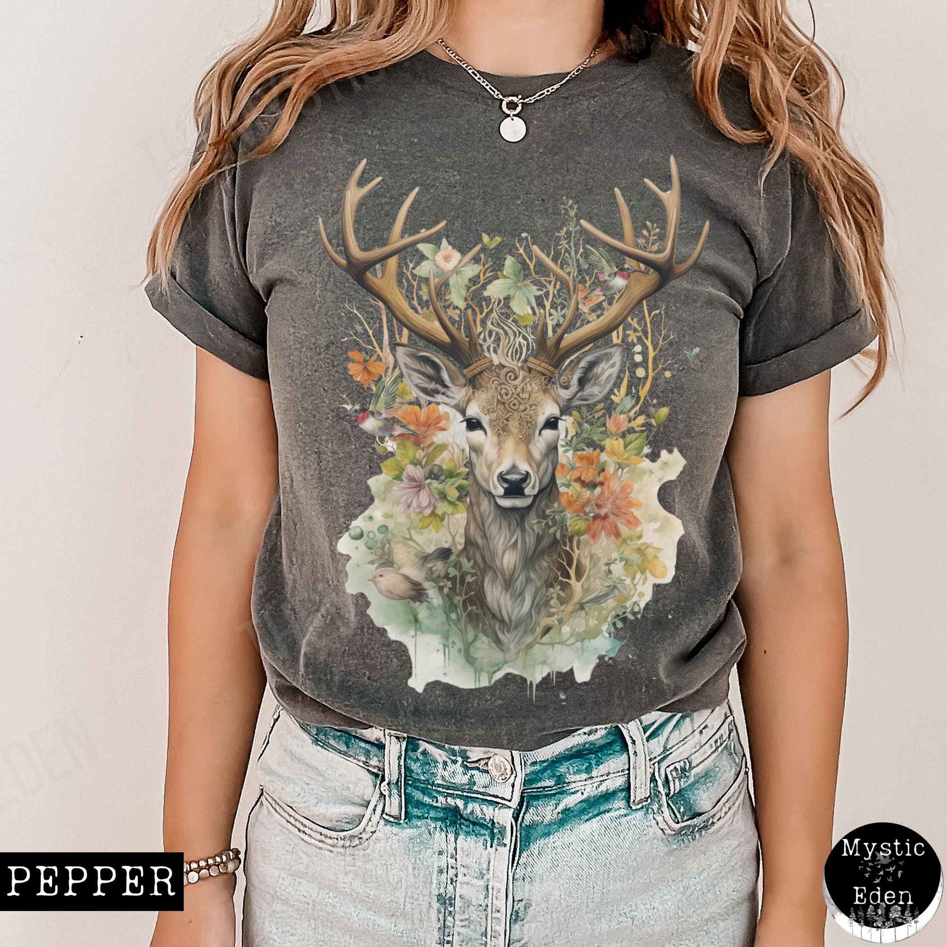T-Shirt Cottagecore deer floral shirt The Mystic Eden