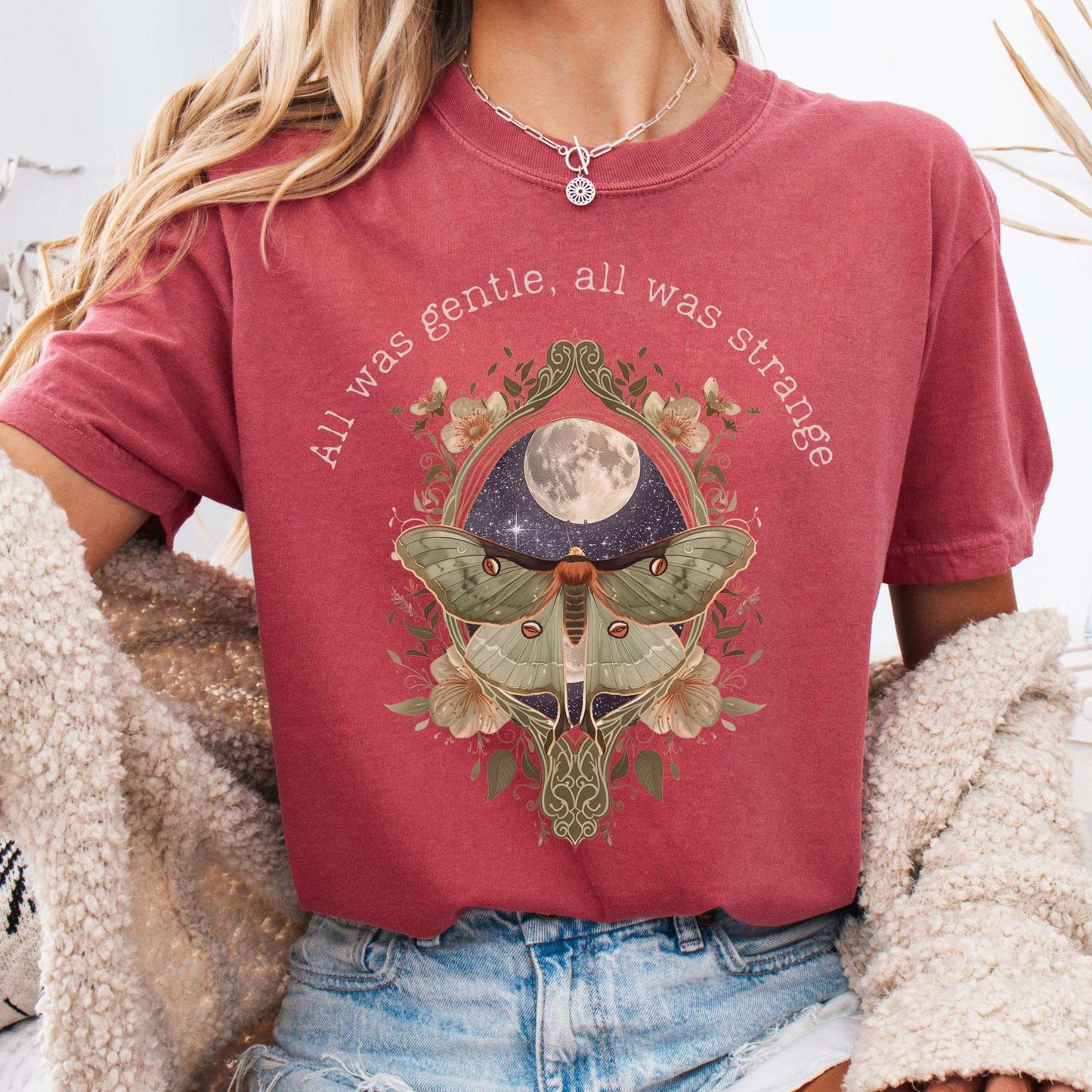 T-Shirt Crimson / S All Was Gentle All Was Strange Edgar Allan Poe Tee The Mystic Eden