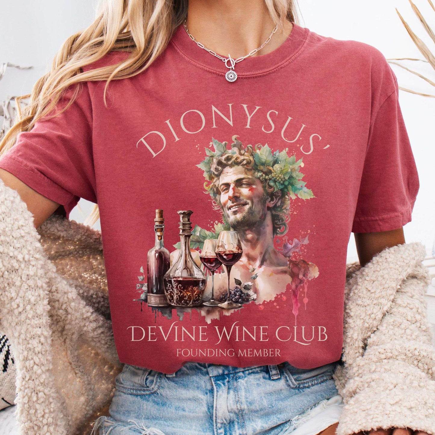 T-Shirt Crimson / S Dionysus Devine Wine Club Mythology Tee The Mystic Eden