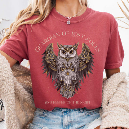 T-Shirt Crimson / S Guardian of Lost Souls Mythic Owl Tee The Mystic Eden