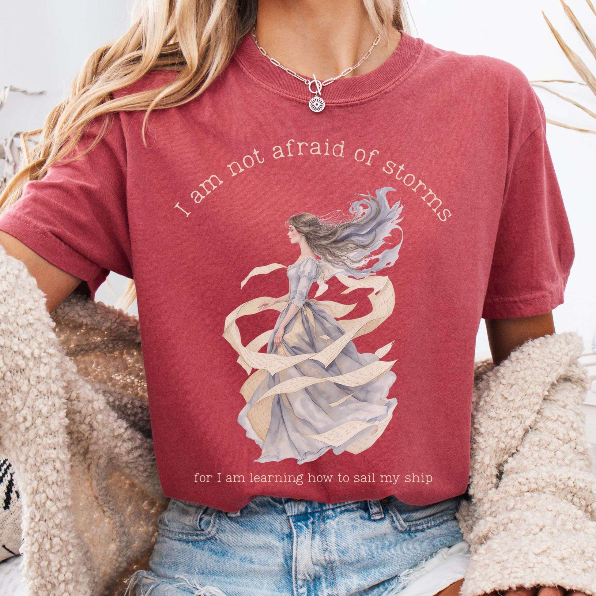 T-Shirt Crimson / S I Am Not Afraid of Storms Little Women Tee The Mystic Eden
