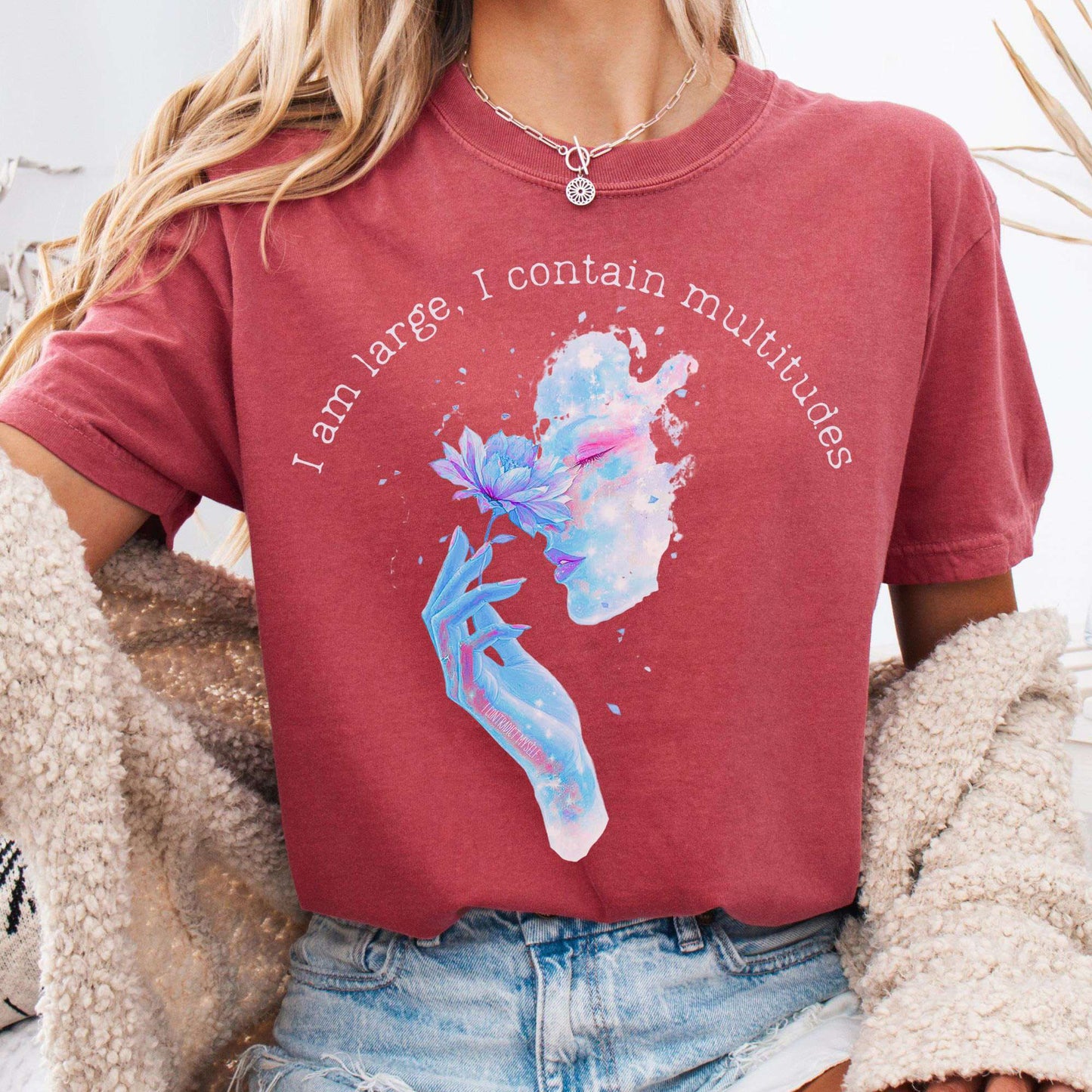 T-Shirt Crimson / S I Contain Multitudes Walt Whitman Tee The Mystic Eden