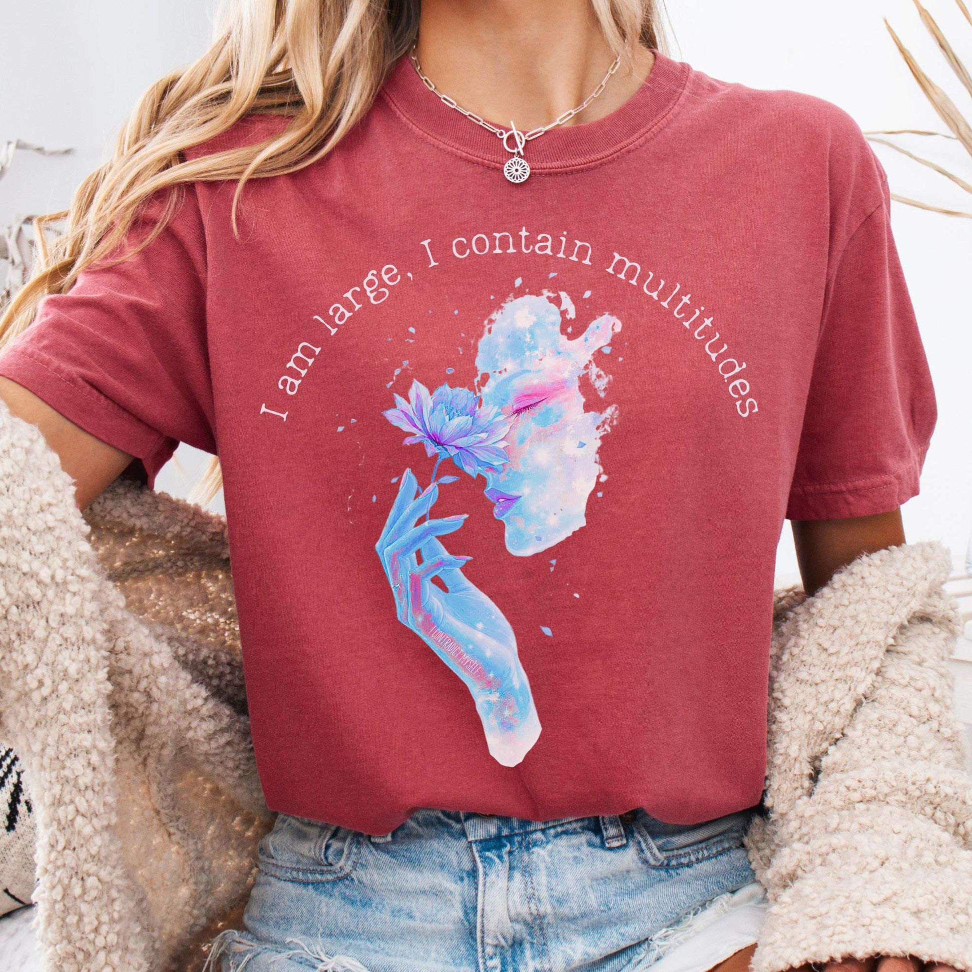 T-Shirt Crimson / S I Contain Multitudes Walt Whitman Tee The Mystic Eden