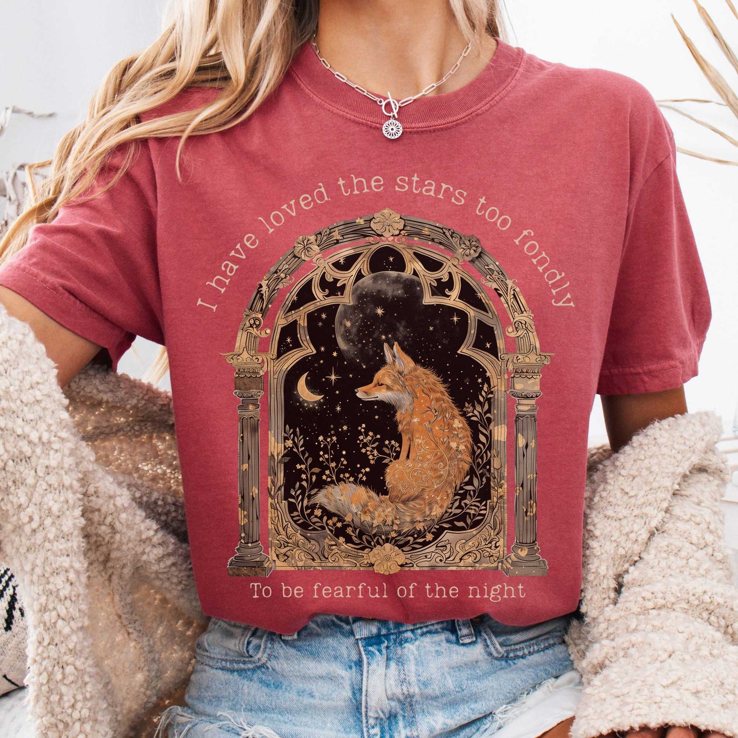 T-Shirt Crimson / S I Have Loved the Stars Too Fondly Sarah Williams Poetry Tee The Mystic Eden