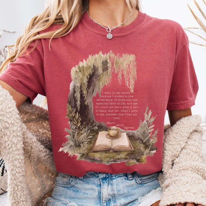 T-Shirt Crimson / S I Went to the Woods Henry David Thoreau Tee The Mystic Eden