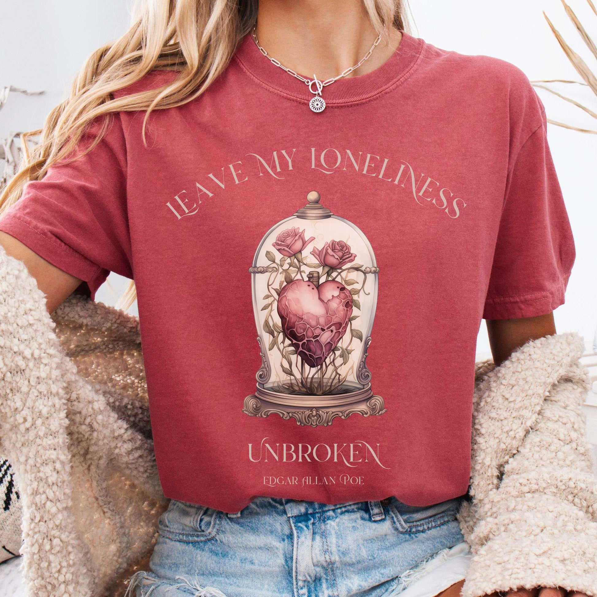 T-Shirt Crimson / S Leave My Loneliness Unbroken T-Shirt – Poe Gothic Romance Tee The Mystic Eden