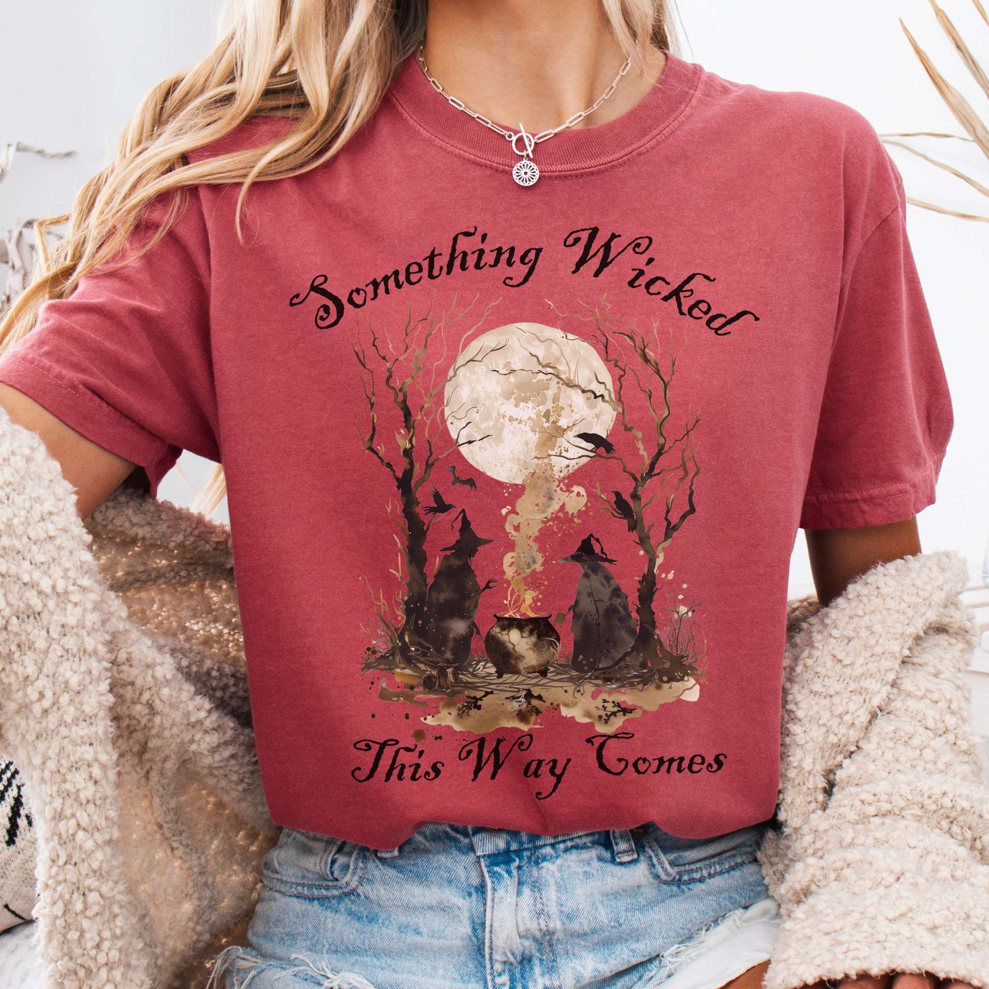 T-Shirt Crimson / S Something Wicked This Way Comes, Shakespeare Macbeth Witches Shirt The Mystic Eden