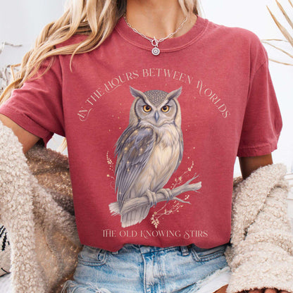 T-Shirt Crimson / S The Old Knowing Stirs Mystical Owl Tee The Mystic Eden