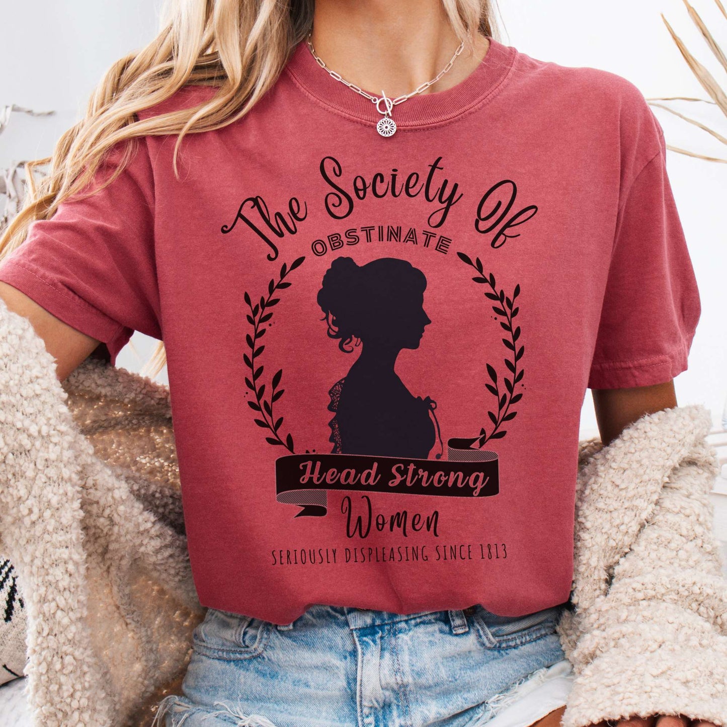 T-Shirt Crimson / S The Society of Obstinate Head Strong Women Jane Austen Shirt The Mystic Eden