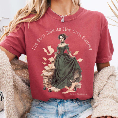 T-Shirt Crimson / S The Soul Selects Her Own Society Emily Dickinson Tee The Mystic Eden