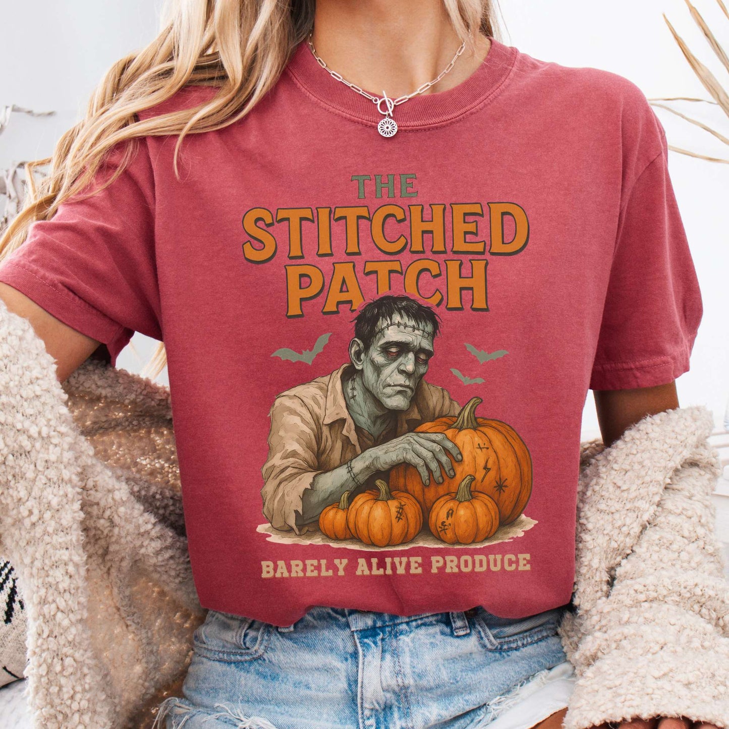 T-Shirt Crimson / S The Stitched Patch Frankenstein Shirt The Mystic Eden