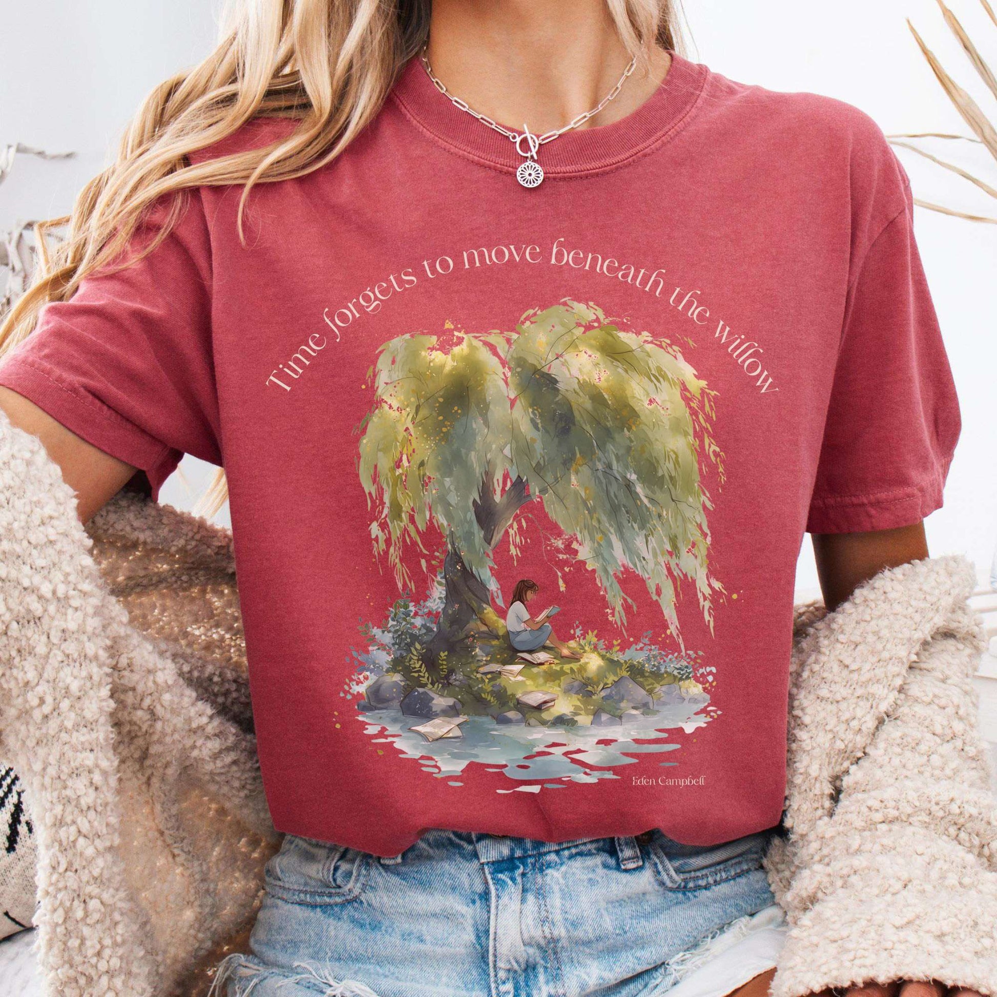 T-Shirt Crimson / S Time Forgets to Move Beneath the Willow Tee The Mystic Eden