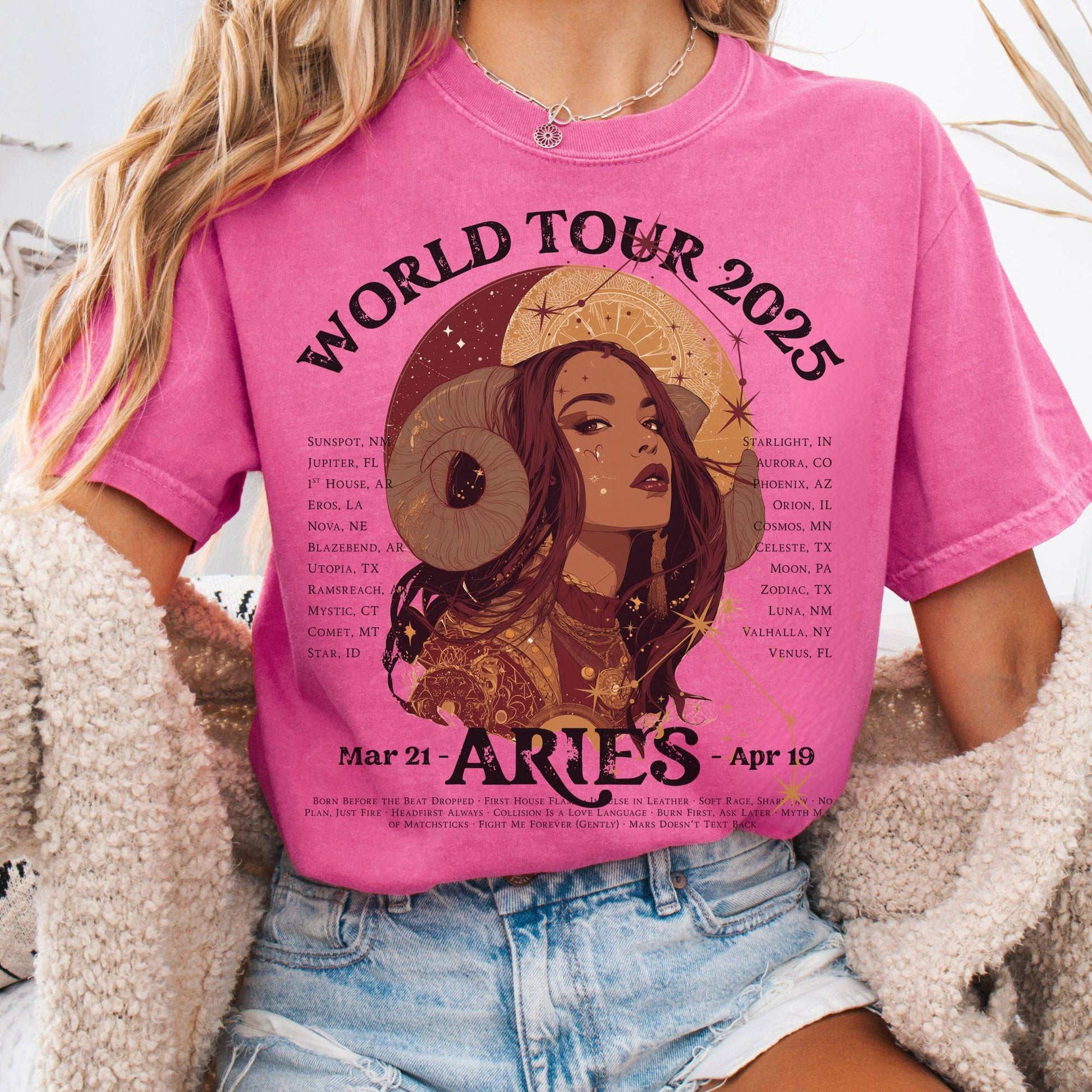 T-Shirt Crunchberry / S Aries Concert T-Shirt - Zodiac World Tour 2025 Shirt The Mystic Eden
